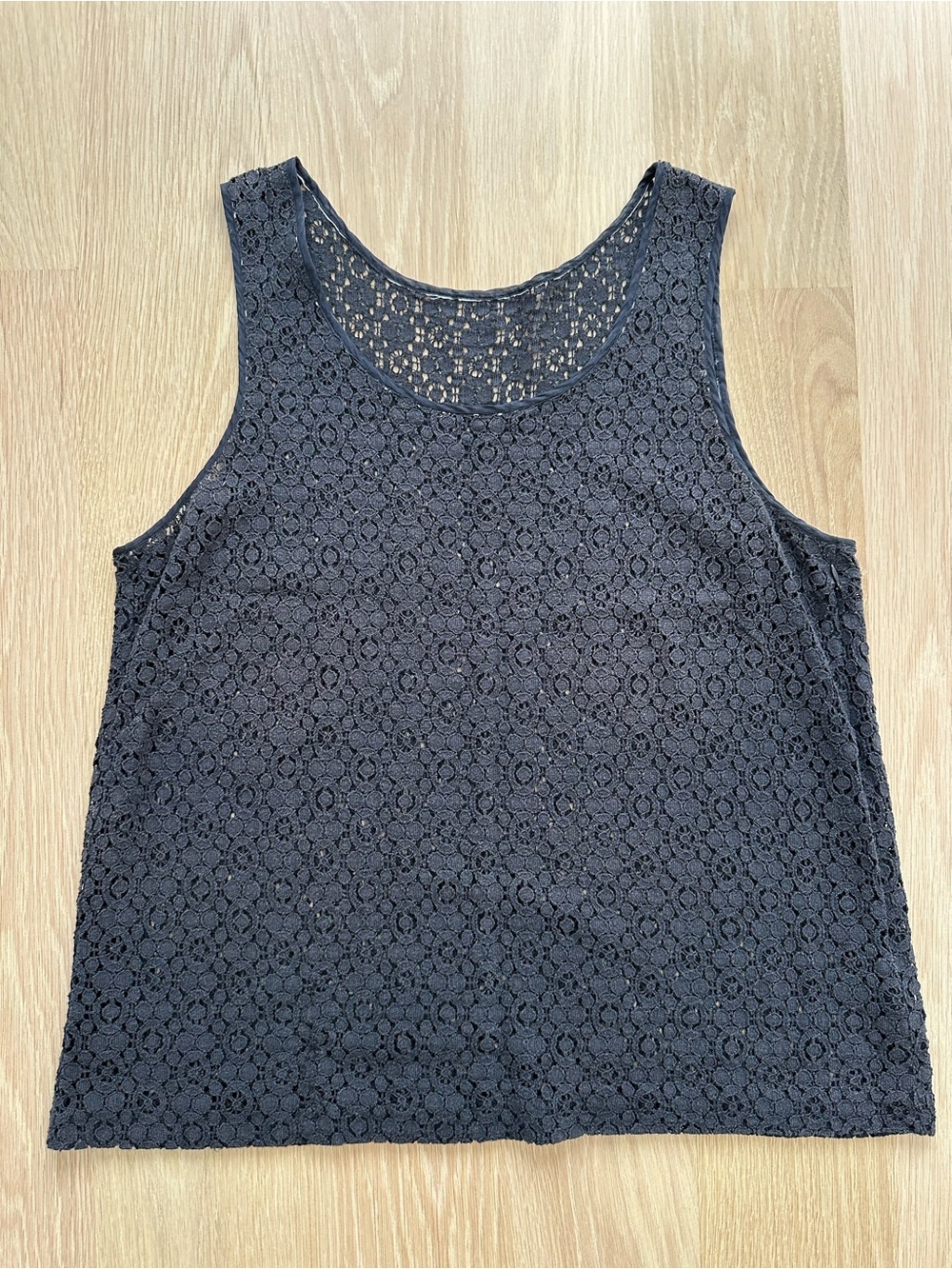 J. Crew - Black Floral Lace Tank Top - Size Large